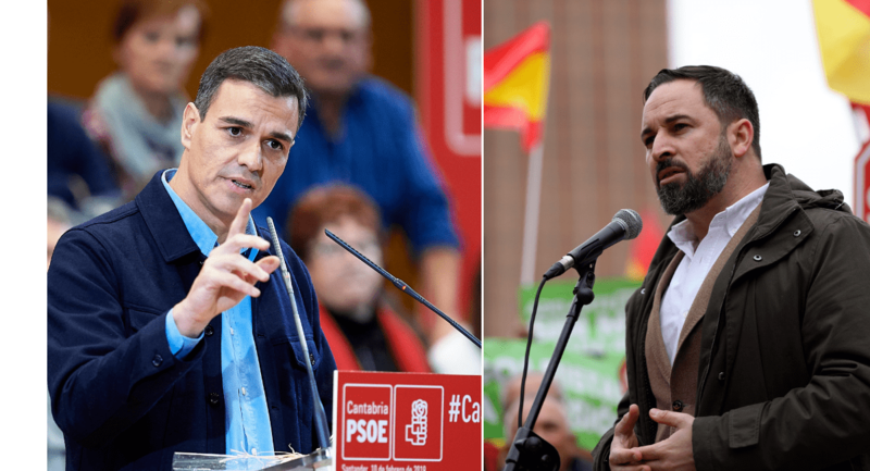 El presidente del Gobierno de España, Pedro Sánchez, y el líder de Vox, Santiago Abascal/TA.